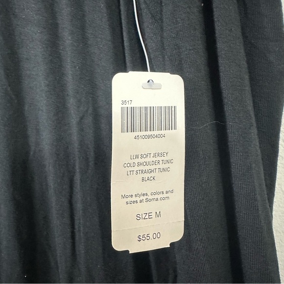 NWT Soma Soft Terry Cold Shoulder Tunic Black - Picture 7 of 10
